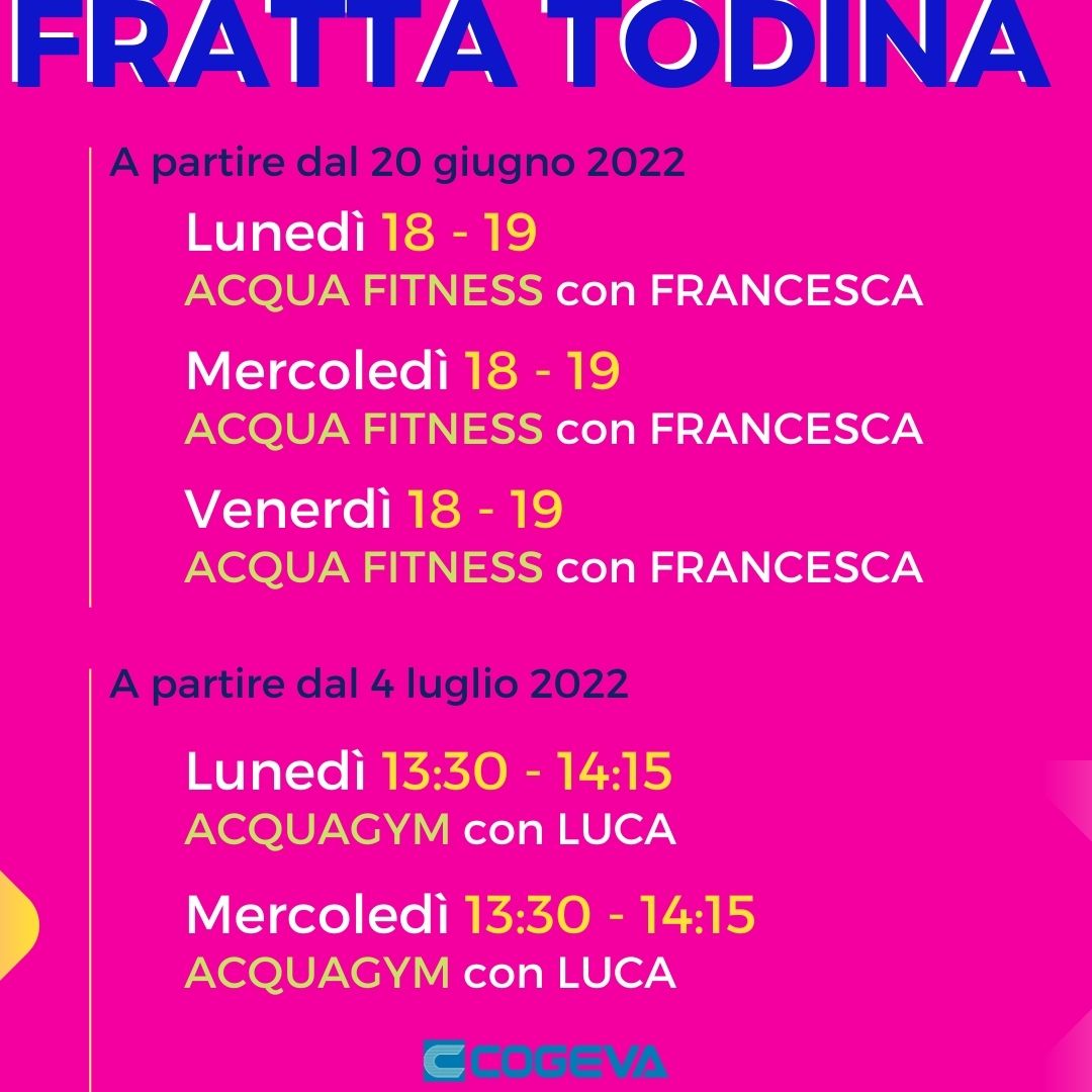 Post COGEVA 2022 (6) Orari acquagym piscina Fratta Todina